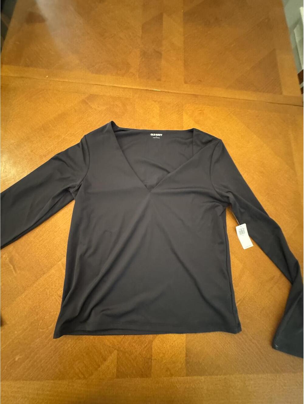 Old Navy Women's Black Long Sleeve V-Neck Top Size L